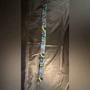 Vibrant Floral Guitar Strap - Blue and Yellow